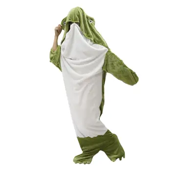 Фланелевый спальный мешок Теплый уютный мультяшный лягушка Спальный мешок Фланелевое одеяло с капюшоном для путешествий Приключения на открытом воздухе Машинная стирка