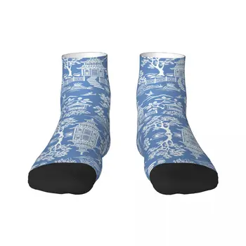 Cool Mens Chinoiserie Pagoda Ancien Blue Delft Willow Dress Socks Унисекс Breathbale Теплые носки в восточном стиле
