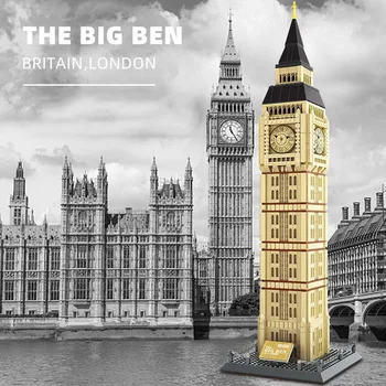 Всемирно известный архитектурный модельный блок Англии Лондонская часовая башня Биг-Бен Билдинг Кирпич Коллекция игрушек для подарков
