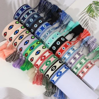  плетеные вышитые браслеты дружбы шикарная регулируемая кисточка ручная веревка ретро турецкий стиль сглаз браслет для женщин подарок