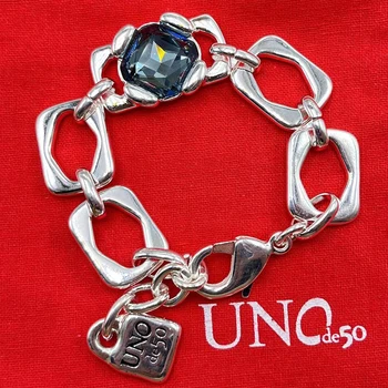 2023 Новый UNOde50 Самый продаваемый модный шарм Синий драгоценный камень Высококачественный браслет в Европе и Америке, женский романтический подарок Pac