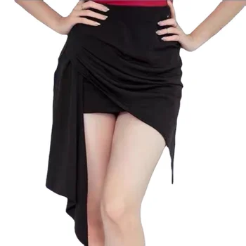 Новый взрослый латиноамериканский танец юбка черный сексуальный нерегулярный юбка тренировочное платье женская взрослая профессиональная танцевальная юбка
