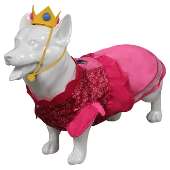 персиковый косплей принцесса питомец собака розовое платье корона костюм хэллоуин карнавал вечеринка одежда для домашних животных