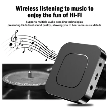  Bluetooth-совместимый 5.0 Аудио Передатчик Приемник 3,5 мм AUX Jack Встроенный аккумулятор Беспроводной музыкальный аудиоадаптер для автоматического ПК ТВ