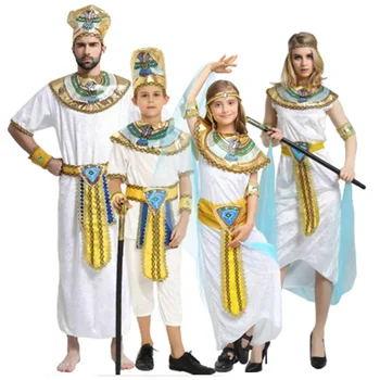 Дети Король Египетский Дети Мальчики Девочки Взрослый Мужчина Женщина Косплей Костюм Карнавал Клеопатра Платья