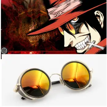 Hellsing Аниме Alucard Vampire Hunter Индивидуальные очки для косплея Оранжевые солнцезащитные очки Костюм Реквизит Аксессуары Украшение