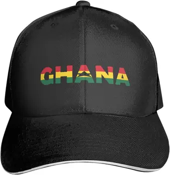 Флаг Ганы Ганский текст Word Art Регулируемая бейсболка премиум-класса для мужчин и женщин - Спорт на открытом воздухе, защита от солнца Черный