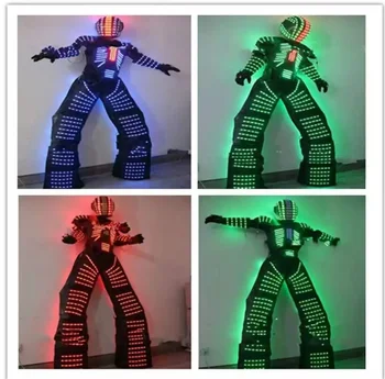 Сценическое световое лазерное шоу Traje Светодиодный светящийся костюм робота Kryoman Light Костюм робота Дэвид Гетта Светодиодные ходули Walker Одежда