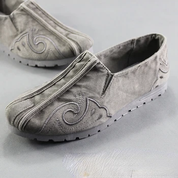 2023 Летний новый стиль мужская одиночная обувь Старая пекинская тканевая обувь Джинсовая холщовая обувь