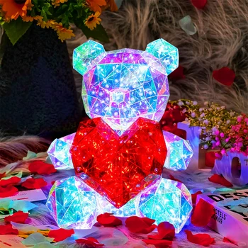 30 см USB Bears Декоративная лампа, Креативный фантазийный медведь своими руками, Новогодний подарок на День святого Валентина, Подарочная коробка с признанием, Для девушки