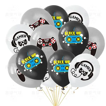 черный белый Тема игры День рождения Декор Игровой контроллер Латексные воздушные шары С днем рождения Мальчик Душ Геймер Повышение уровня Бейлон