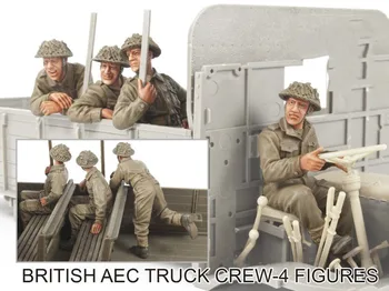 Неокрашенный комплект 1/35 Британский экипаж грузовиков AEC - 4 фигурки Миниатюрный гаражный набор Uncolor Resin Figure