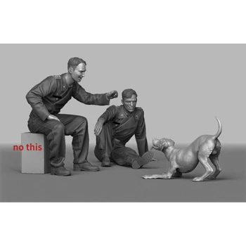 1/35 Модель фигуры в масштабе 1/35 Набор для моделирования сцены Солдат и собака Состояние покоя В разобранном виде Неокрашенная игрушка для моделирования своими руками