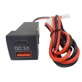 Автомобильный двойной USB-разъем для зарядного устройства PD Type-C Адаптер для быстрой зарядки Toyota QC 3.0