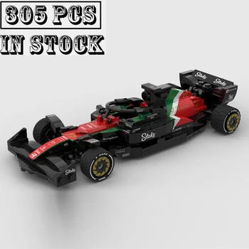 Новый Testarossa MOC-158875 F1 C43 Team Stake Формула 1 Модель гоночного автомобиля Строительный комплект Создатели блока Кубики Детские игрушки Подарки на день рождения